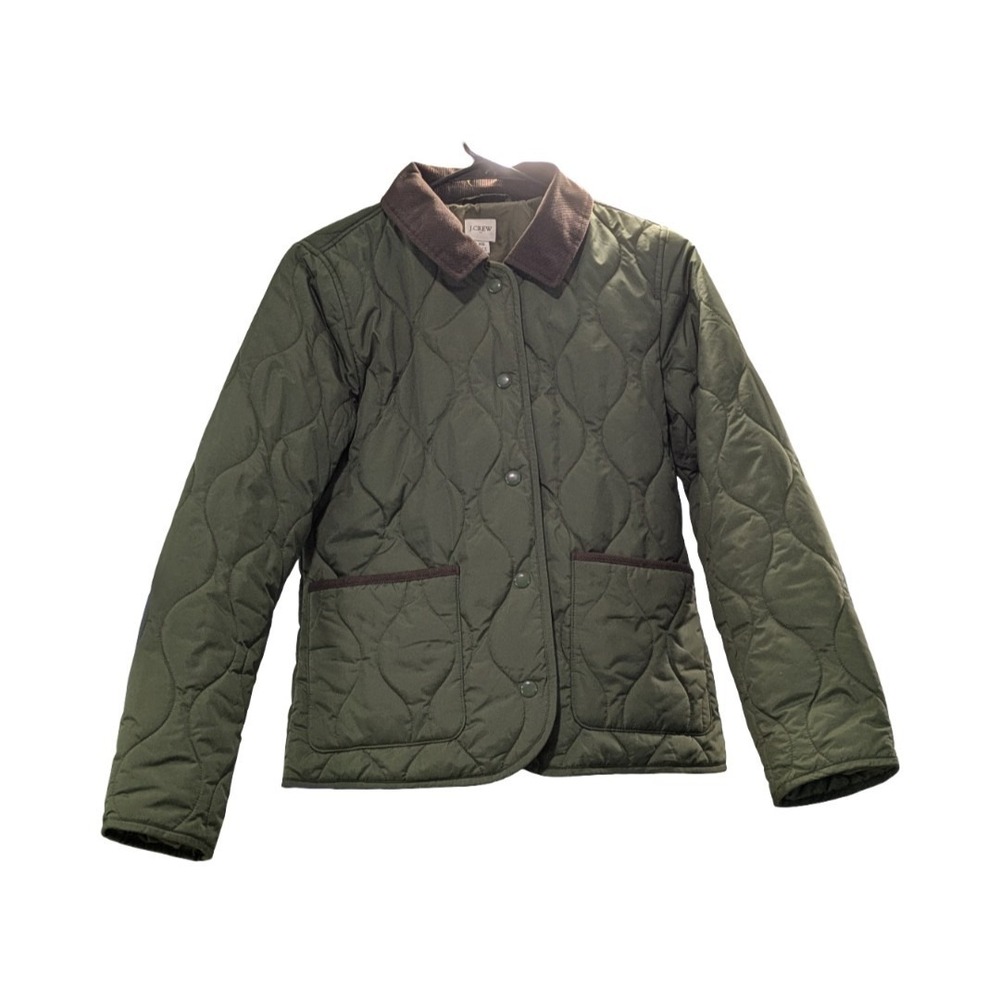 Olive Green J. Crew  Factory Quilted Barn Jacket X-Small  Women